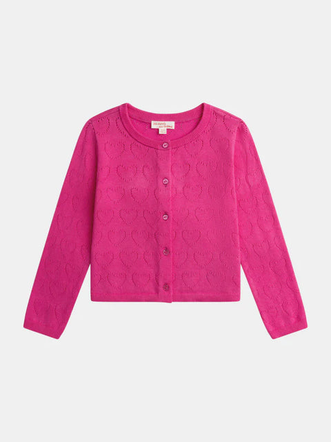 Pink Cotton Pointelle Cardigan