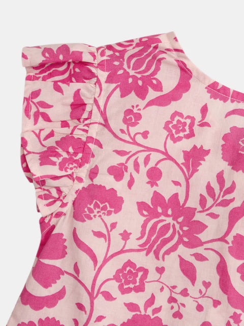 Pink Floral Print Cotton Blouse