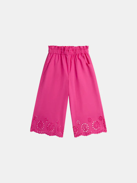 Pink Broderie Anglaise Cotton Trousers