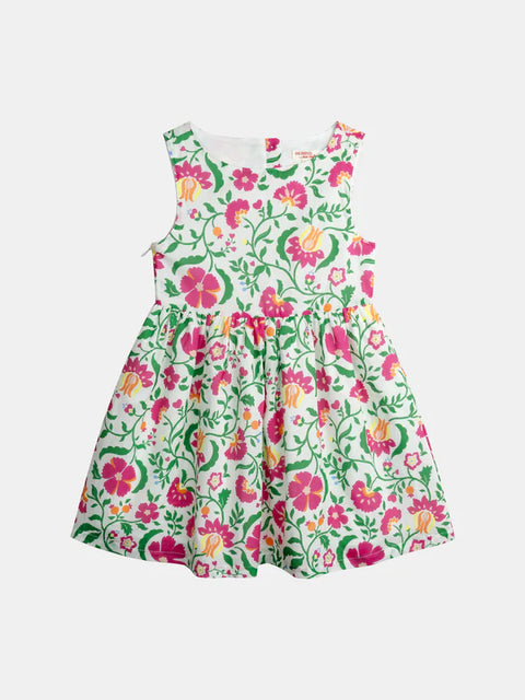 Lined Floral Print Cotton Summer Dress