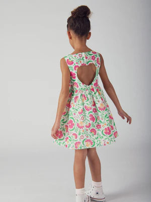 Lined Floral Print Cotton Summer Dress