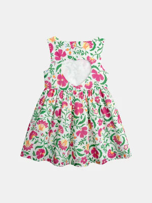 Lined Floral Print Cotton Summer Dress