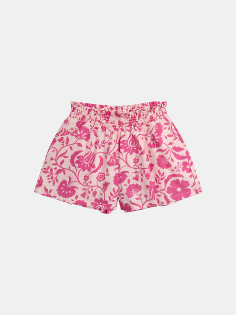 Pink Floral Print Cotton Shorts