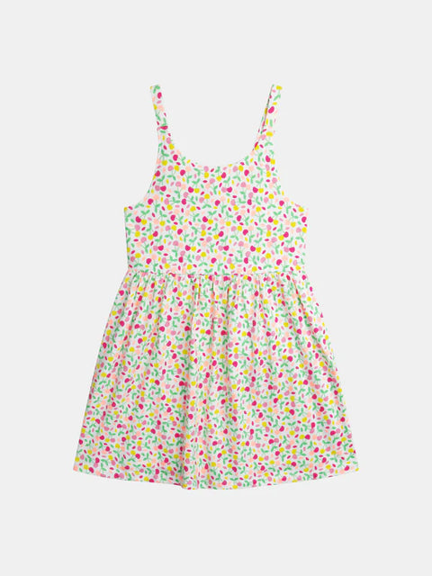 Floral Print Cotton Jersey Beach Dress