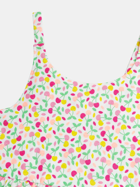Floral Print Cotton Jersey Beach Dress