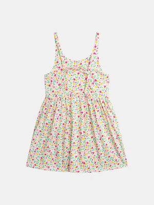 Floral Print Cotton Jersey Beach Dress