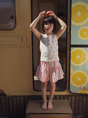 Cream Ice Cream Print Sleeveless Cotton T-shirt