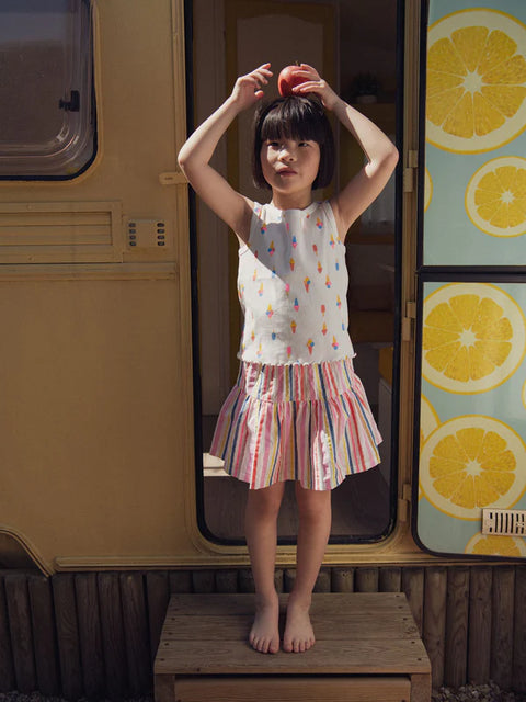 Candy Stripe Seersucker Cotton Skirt