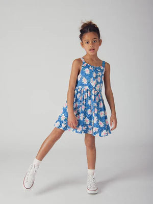 Blue Daisy Print Cotton Sundress