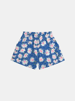 Blue Daisy Print Viscose Shorts