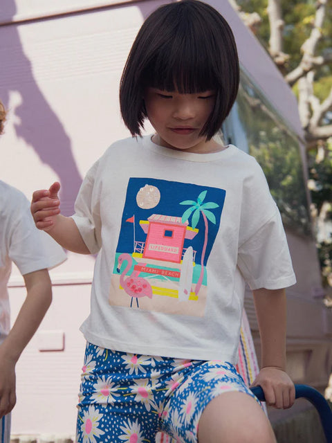 Beach Print Cotton T-shirt