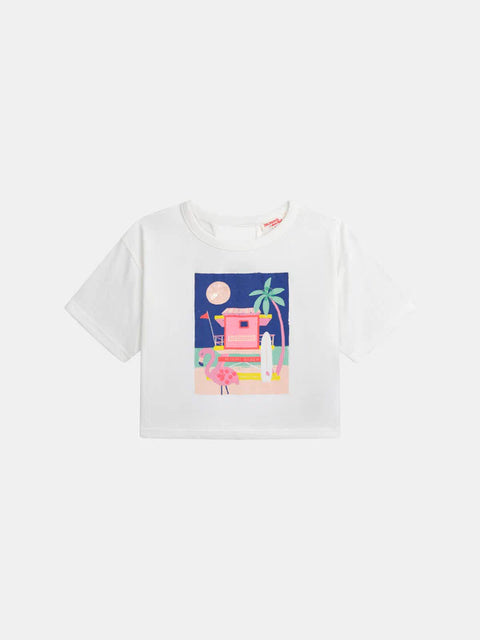 Beach Print Cotton T-shirt