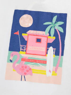 Beach Print Cotton T-shirt