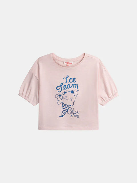 Pink Ice Cream Print Cotton T-shirt