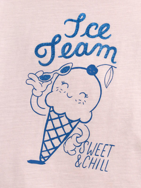 Pink Ice Cream Print Cotton T-shirt