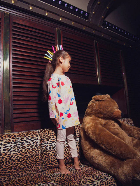 Pink Glow In The Dark Printed Cotton Pyjama Nightwear Combo