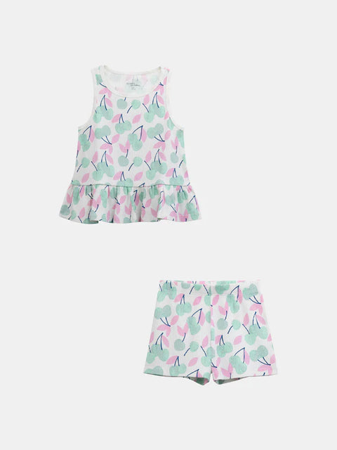 Tank Top Cherry Print Cotton Pajamas