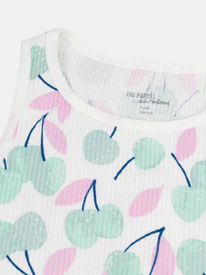 Tank Top Cherry Print Cotton Pajamas