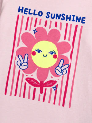 Pink "Hello Sunshine" Print Cotton Pyjamas