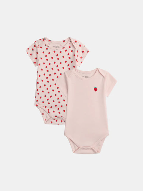 2  Pack Pink Short Sleeve Cotton Bodysuits