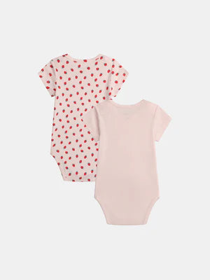 2  Pack Pink Short Sleeve Cotton Bodysuits