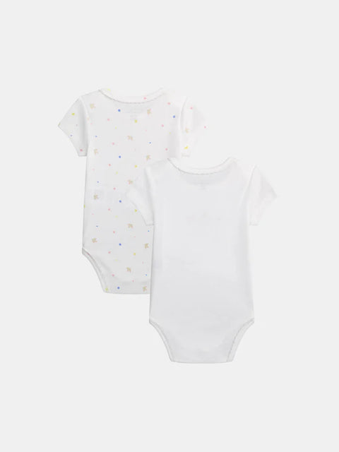 2 Pack White Short Sleeve Cotton Bodysuits