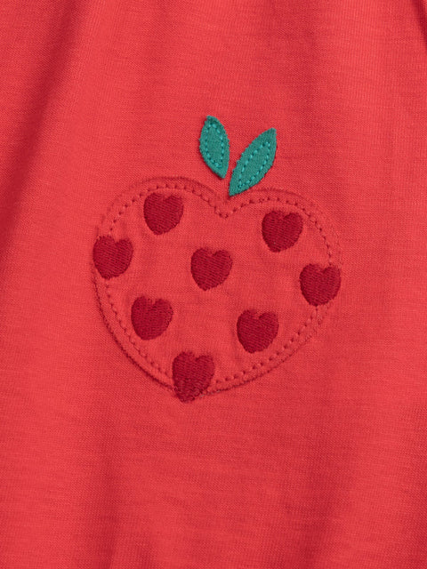 Red Apple Patch Cotton Romper