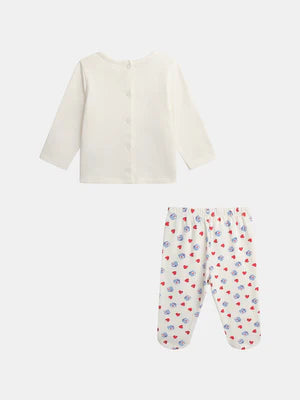 Off White "Milk Hour" Print Cotton Pajamas