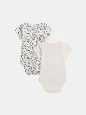 2 Pack Cream Short Sleeve Cotton Bodysuits