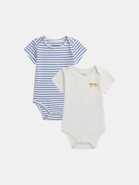 2 Pack Cream Short Sleeve Cotton Bodysuits