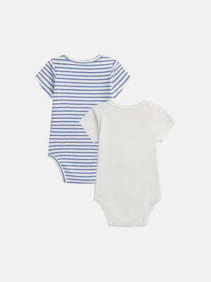 2 Pack Cream Short Sleeve Cotton Bodysuits