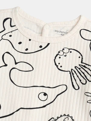 Cream Sea Animal Print Cotton Sleepsuit