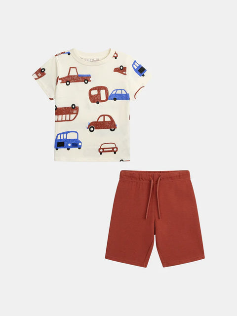 Short Glow In The Dark Car Print Cotton Pyjamas
