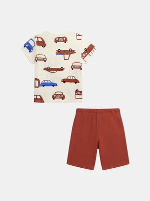 Short Glow In The Dark Car Print Cotton Pyjamas