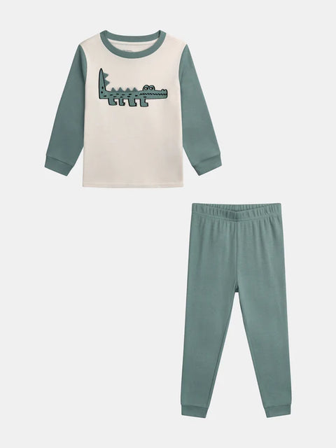 Two Tone Crocodile Print Cotton Pyjamas