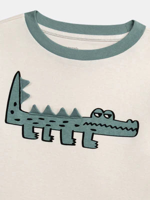 Two Tone Crocodile Print Cotton Pyjamas