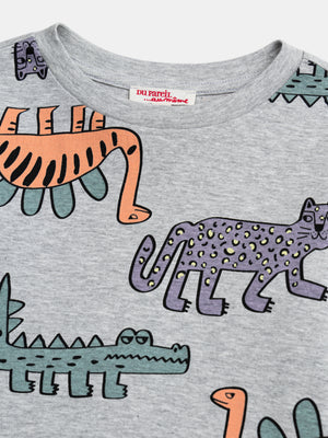 Grey Dinosaur Print Cotton Pyjamas