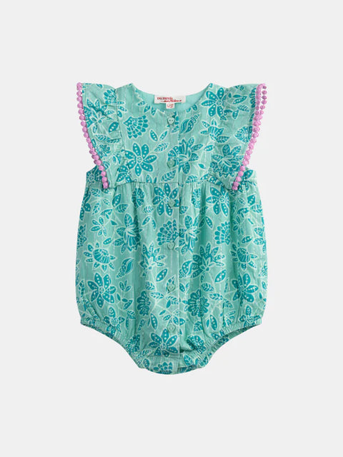 Green Floral Print Cotton All In One