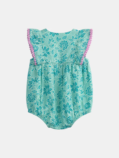 Green Floral Print Cotton All In One
