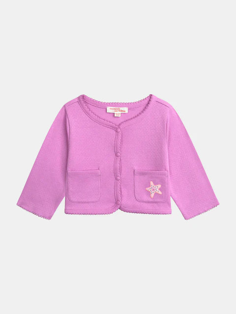 Purple Pointelle Cotton Cardigan