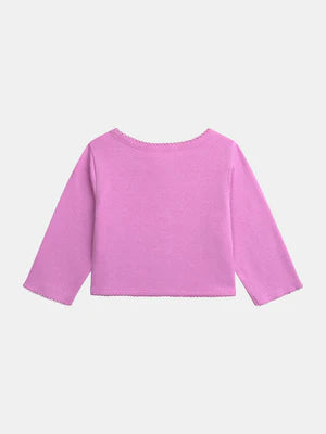 Purple Pointelle Cotton Cardigan