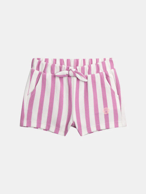 Purple Stripe Cotton Pique Shorts