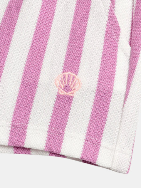 Purple Stripe Cotton Pique Shorts