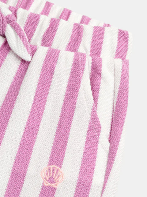 Purple Stripe Cotton Pique Shorts