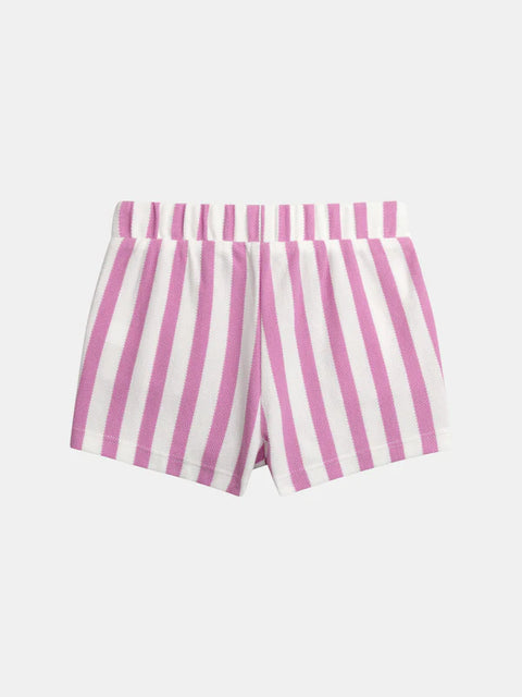Purple Stripe Cotton Pique Shorts