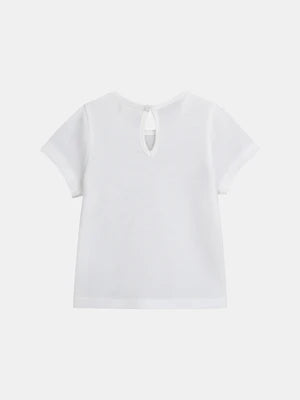 Off White Sequined Dolphin Print Cotton T-shirt