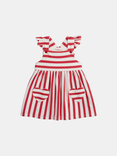 Lined Red Stripe Cotton Pique Dress