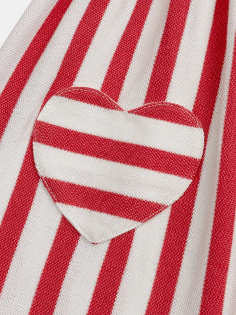Lined Red Stripe Cotton Pique Dress
