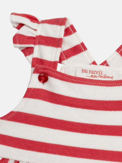 Lined Red Stripe Cotton Pique Dress