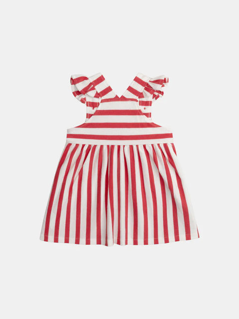 Lined Red Stripe Cotton Pique Dress